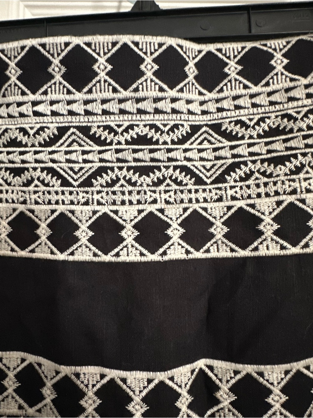Zara Black Skirt with White Geometric Embroidery
